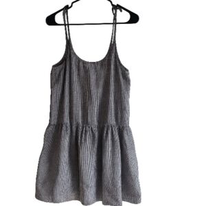 Free People 100% cotton large Black and White Gingham Mini Dress like new